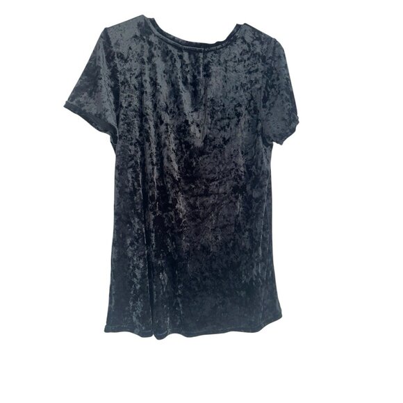 Spring + Mercer Crushed Velvet Legging Tee Black V-Neck Short Sleeve Sz S Witchy - Picture 3 of 7